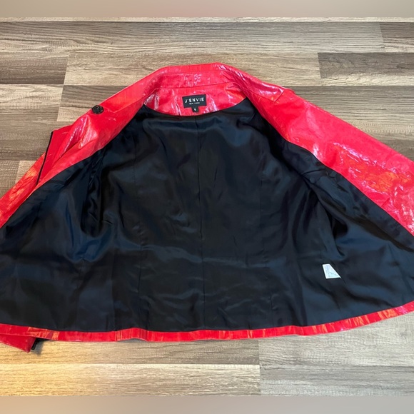 J’Envie Cherry Red Moto Style Jacket Size 6 - Picture 7 of 12